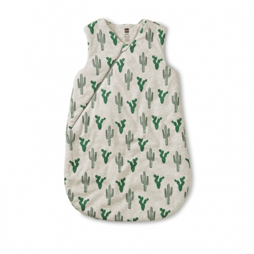 Tea Collection Sleep Sack Grey With Cactus Print 100% Cotton, 3-6 mo
